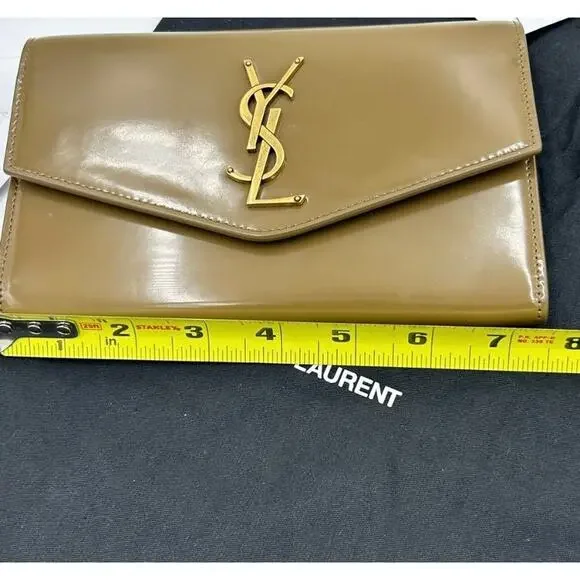 Saint Laurent Ysl Tan Leather Clutch/chain wallet made in Italy - Picture 10 of 11